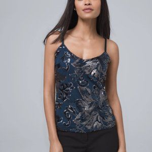 White House Black Market Sequin Flower Cami, Sz S